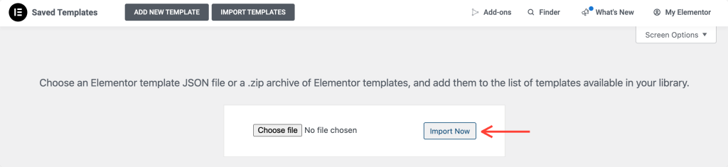 Elementor Import Templates