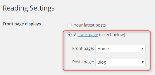 Front Page Settings