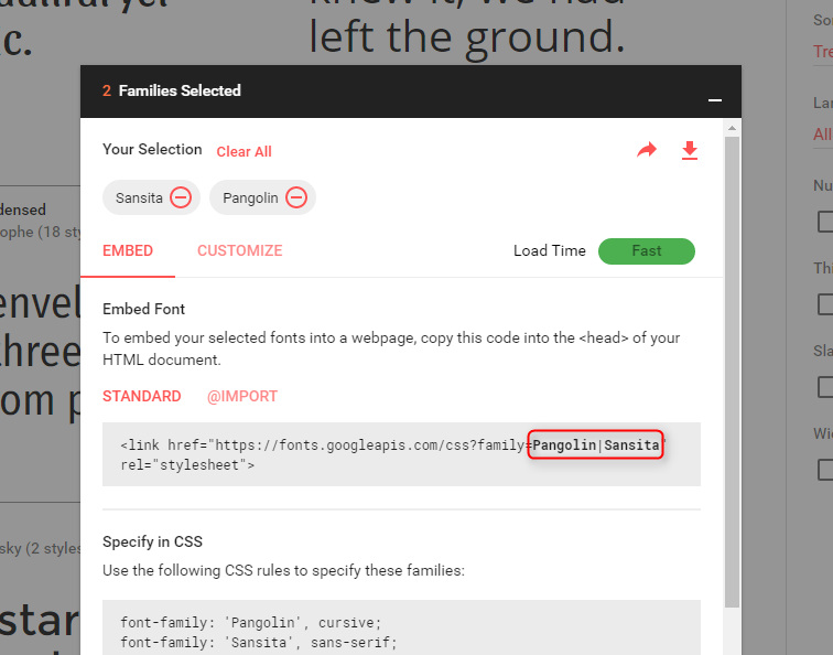Google Fonts URL